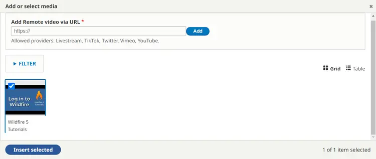 Remote video selected