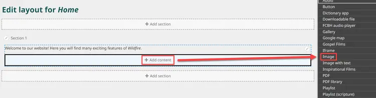 Add Image Content from Sidebar