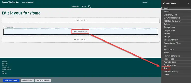 Add Text Content from Sidebar