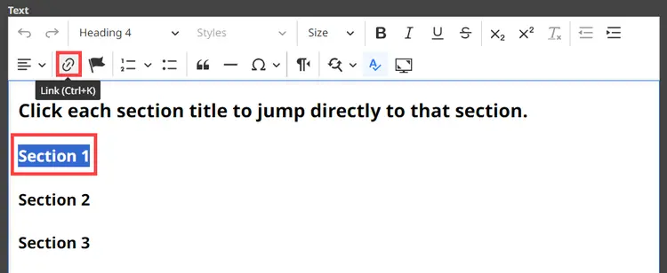 Anchor Link Creation - Highlight