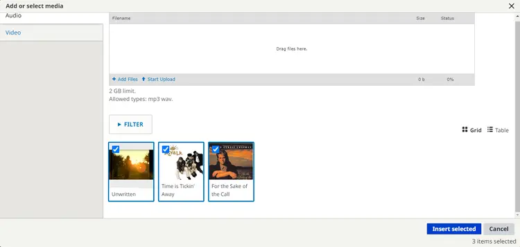 Insert Audio for Playlist