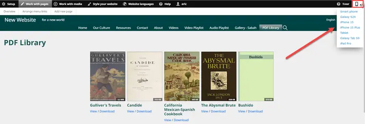 Mobile Preview Selection