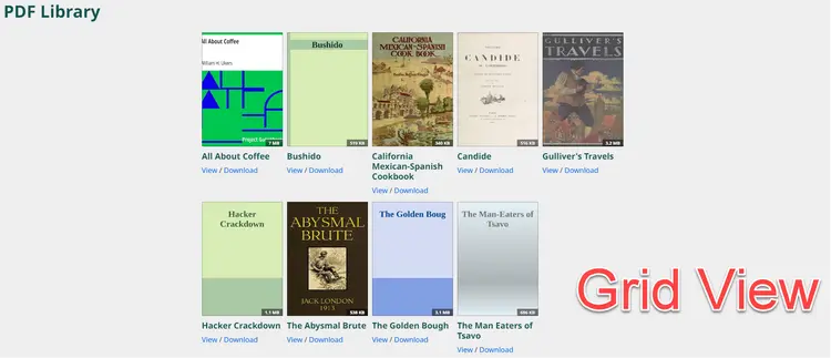 PDF Library Grid View