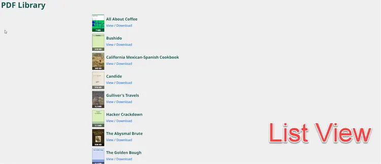 PDF Library List View