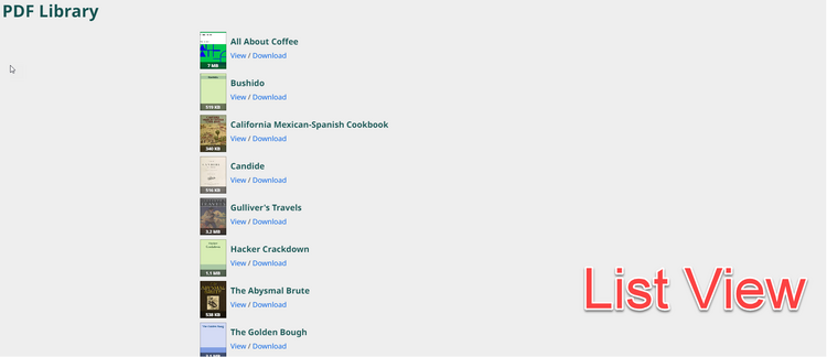 PDF Library List View