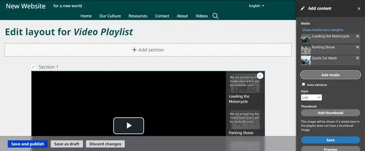 Video Playlist Preview