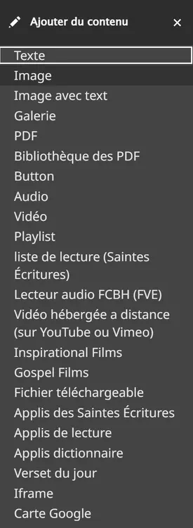 Nouvel ordre du menu de contenu